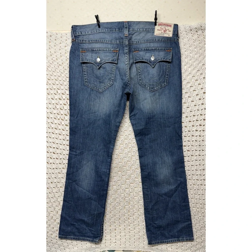 True Religion World Tour Men's Jeans Tag 42 Fits W44 L34 Blue Denim Straight Leg